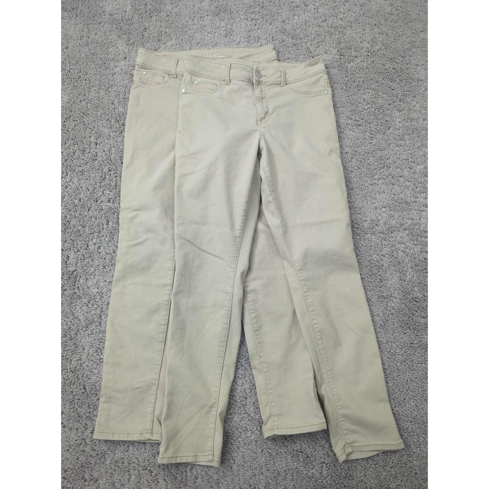Lot of 2 Time and Tru Jeggings Womens 10 Beige High Rise Ankle Casual